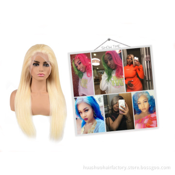 Huashuo 613 Blonde Full Lace Wig Pre Plucked Hairline With Baby Hair 150% Density Brazilian Virgin Human Hair Wigs For Woman